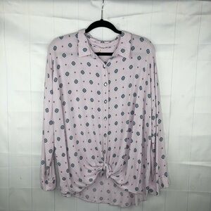 Free People Lavender Blouse with Blue Pattern
